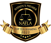 Nation's Premier NAFLA Top Ten Ranking award badge 2022, featuring a golden scale and ribbon
