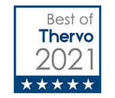 Best of Thervo 2021 award badge badge featuring five stars at the bottom