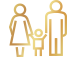 Icon depicting a family with two parents holding hands with a child in between.